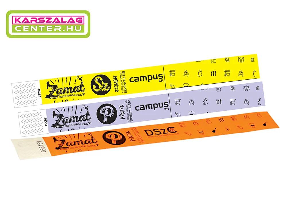 Papír Tyvek 1” (25,4 mm) karszalag, egyszínű nyomtatással